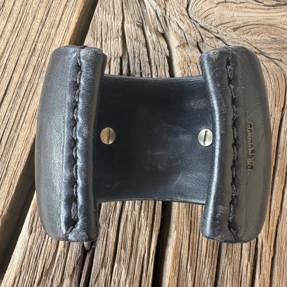 Sterling Silver Feather Black Leather Cuff Native American Bracelet - Picture 7 of 13